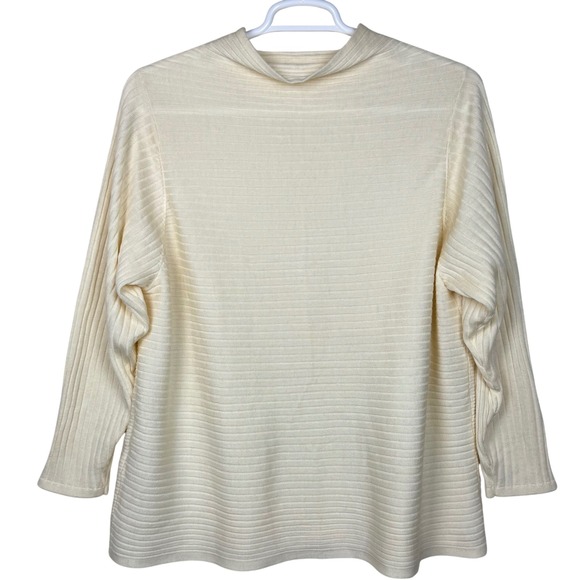 Eileen Fisher Sweater Extra Fine Merino Wool Striped Pullover 1X 2X Old Money - Picture 2 of 6